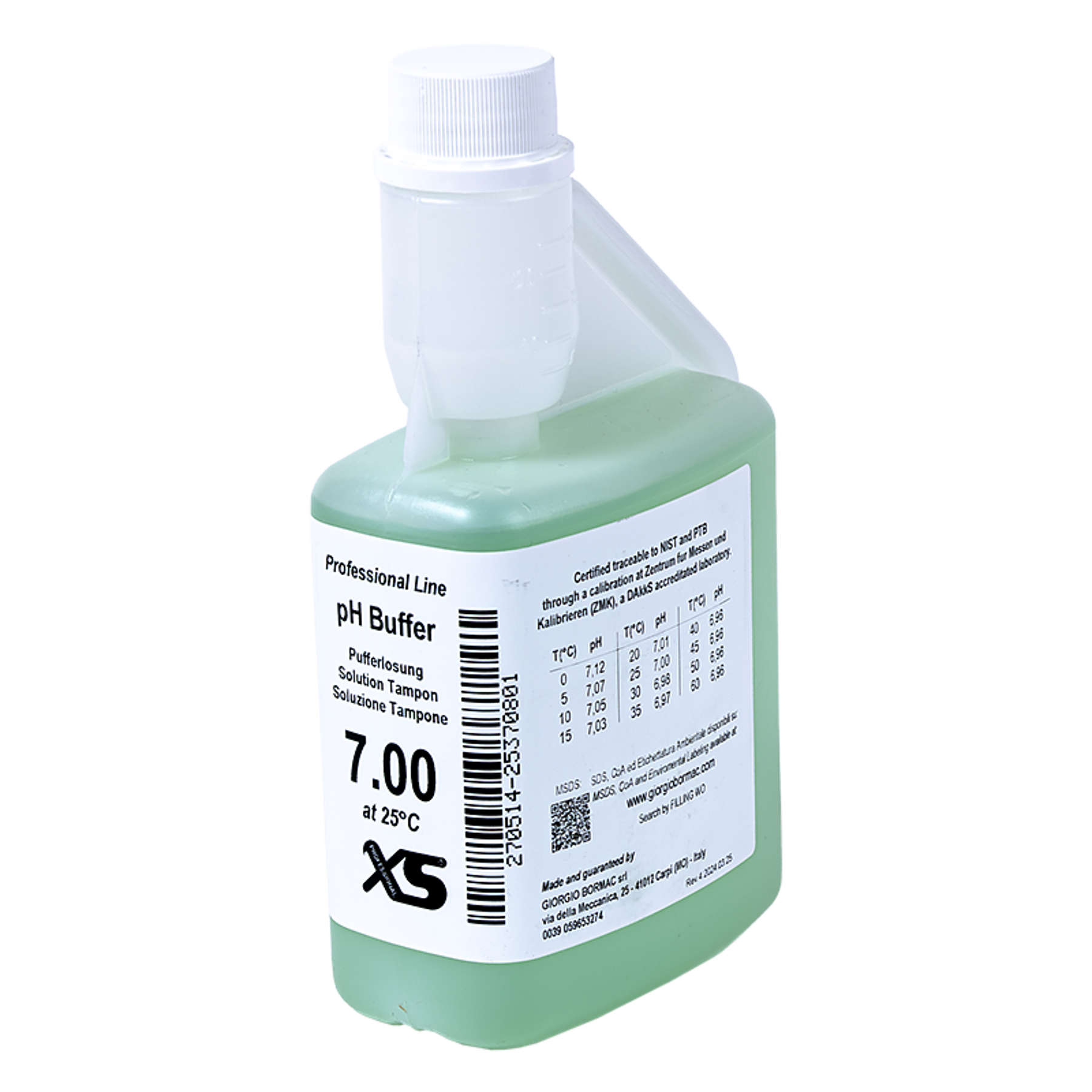 1X500ml XS Professional pH 7.00 ±0.02/25° C, with DKD/DAkks certificate