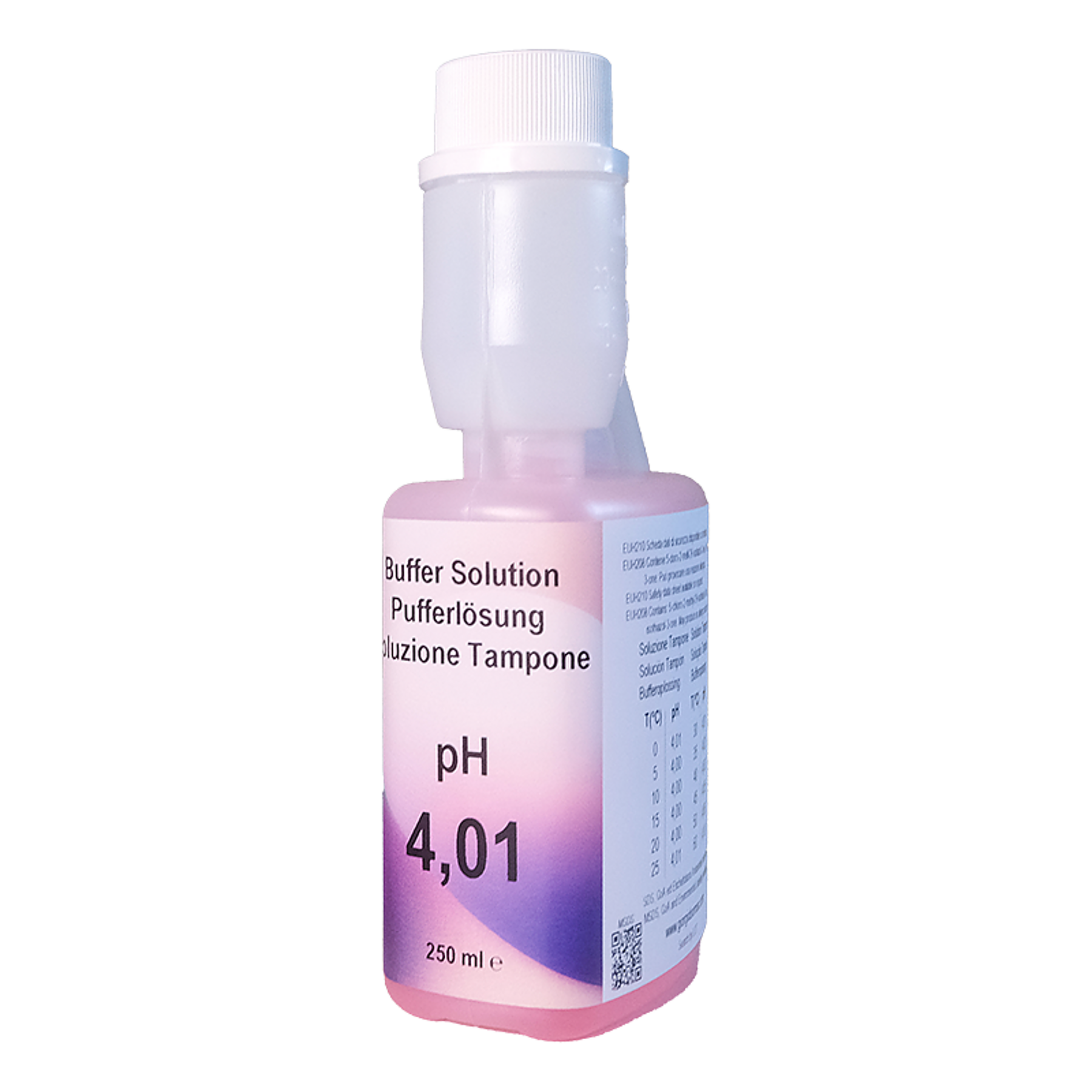 1X250ml XS Solution pH 4.01 ±0.02/25°C ( red), with certificate traceabl e to NIST
