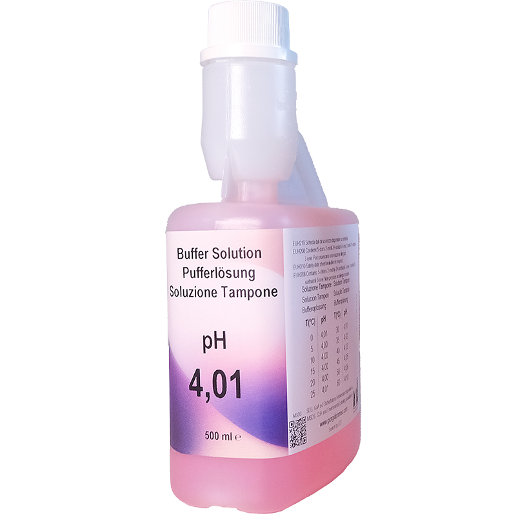 1X500ml XS Solution pH 4.01 ±0.02/25°C ( red),with certificate traceable to NIST