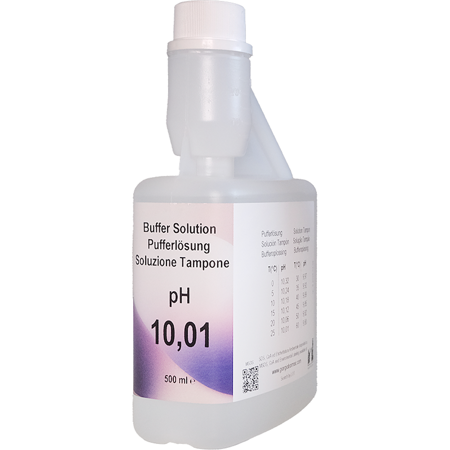 1X500ml XS Solution pH 10.01 ±0.02/25°C ( colourless), with certificate traceable to NIST
