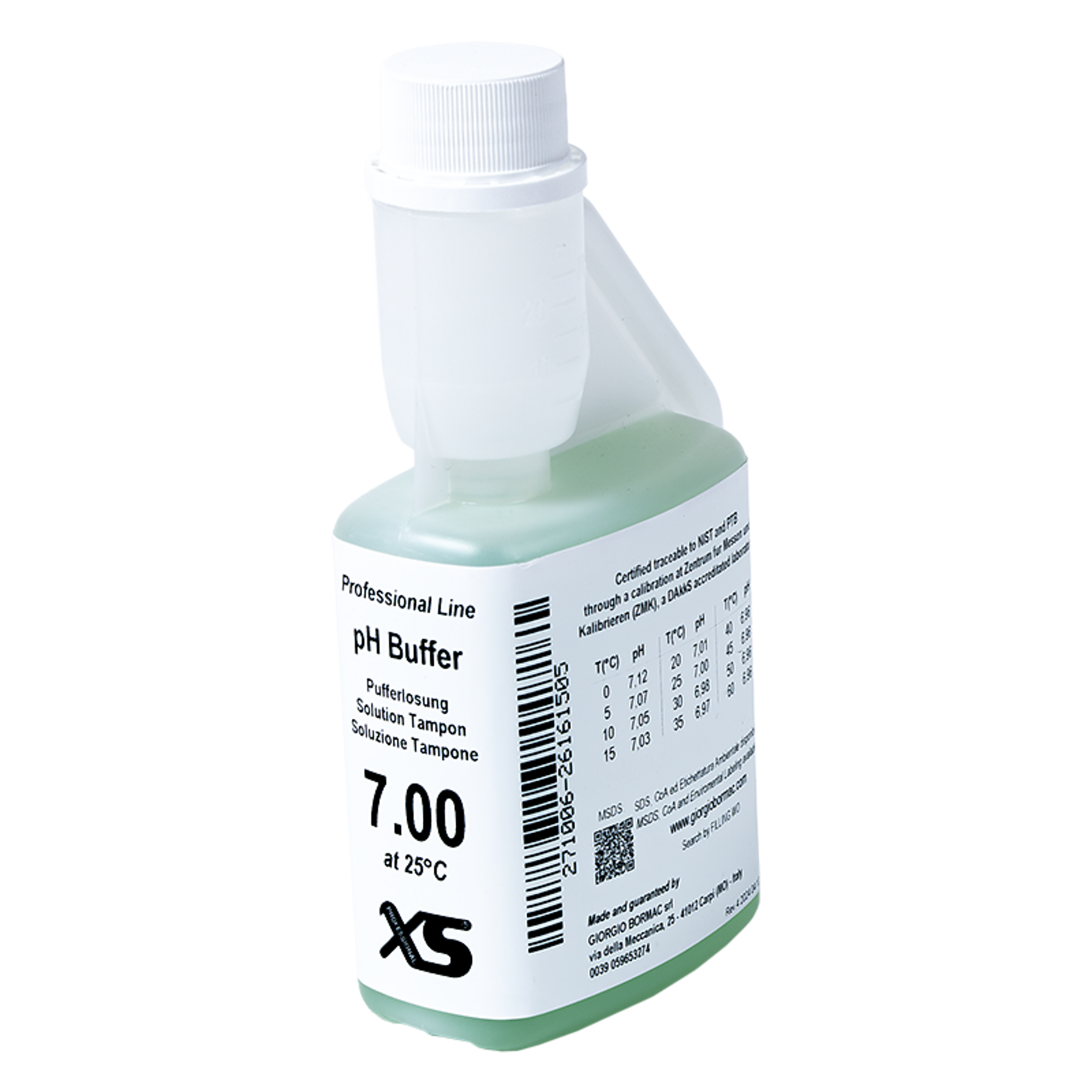1X250ml XS Professional pH 7.00 ±0.02/25° C, with DKD/DAkks certificate